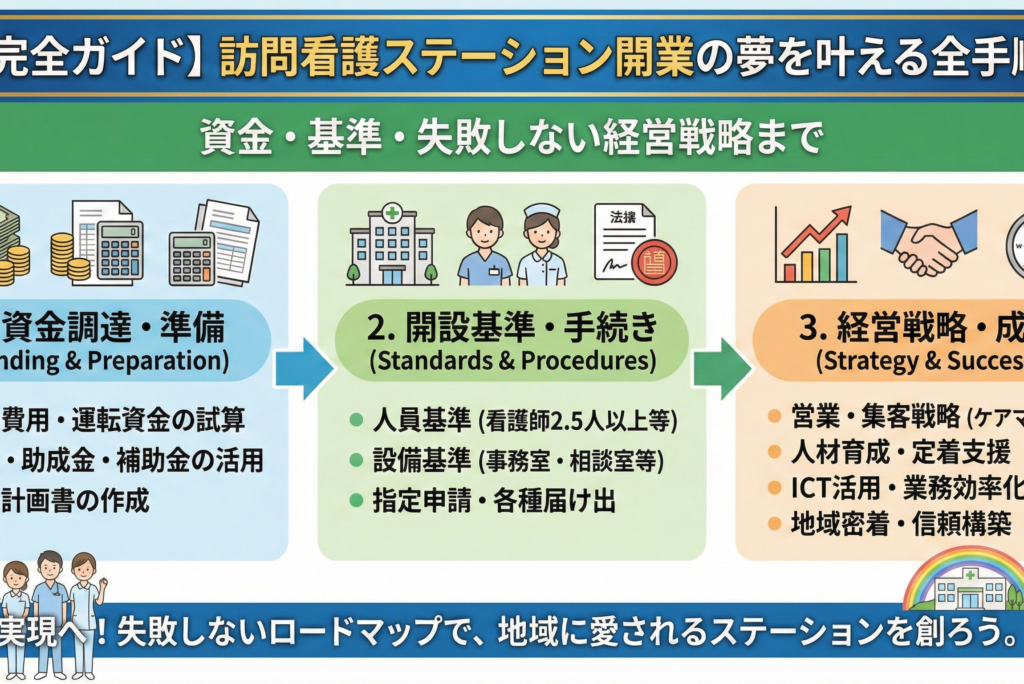 【完全ガイド】訪問看護ステーション開業の夢を叶える全手順｜資金・基準・失敗しない経営戦略まで