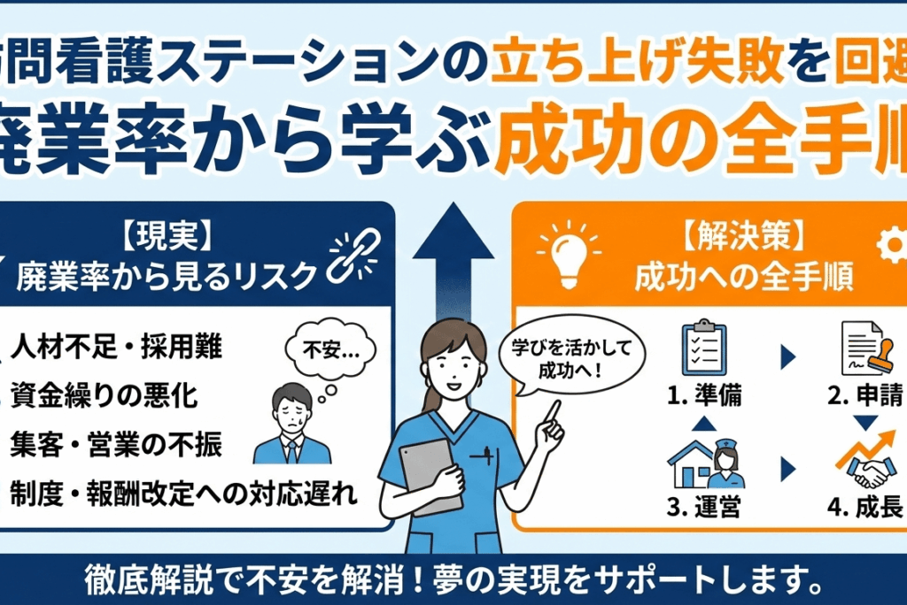 訪問看護ステーションの立ち上げ失敗を回避！廃業率から学ぶ成功の全手順