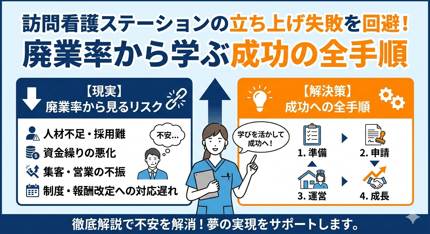 訪問看護ステーションの立ち上げ失敗を回避！廃業率から学ぶ成功の全手順