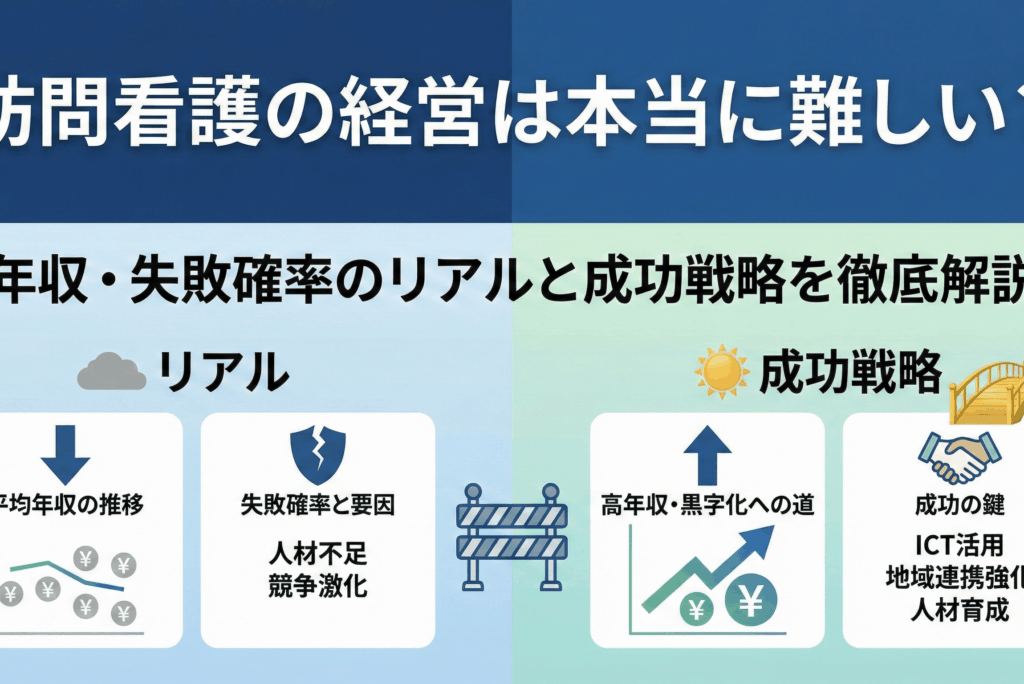 訪問看護の経営は本当に難しい？年収・失敗確率のリアルと成功戦略を徹底解説