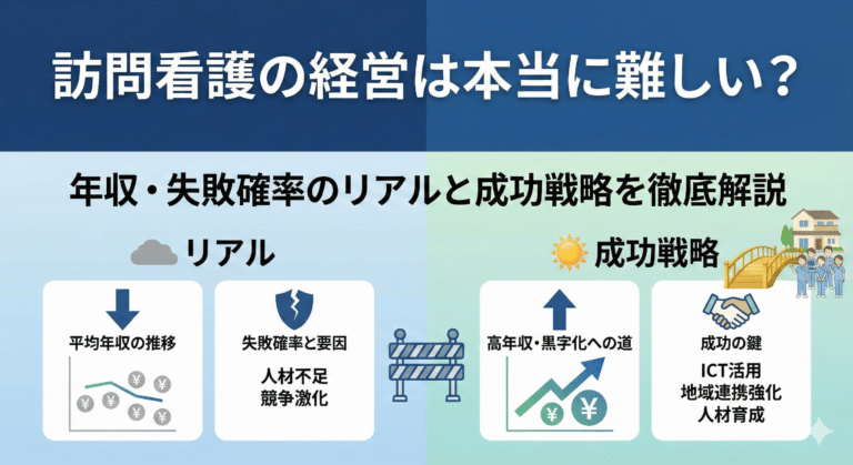 訪問看護の経営は本当に難しい？年収・失敗確率のリアルと成功戦略を徹底解説