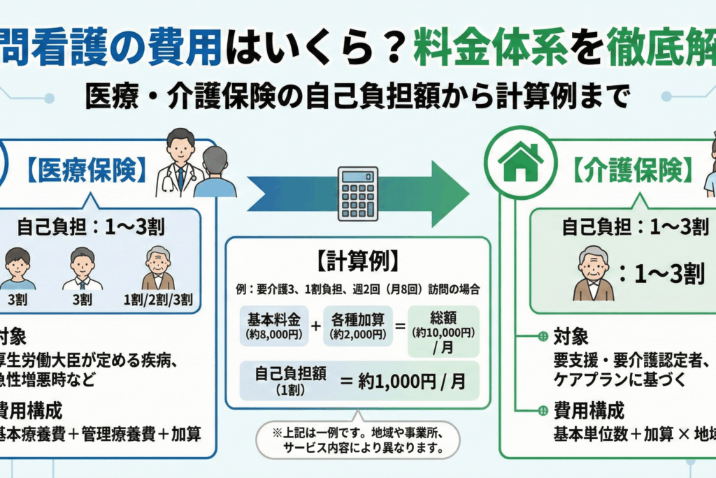 訪問看護の費用はいくら？料金体系を徹底解説｜医療・介護保険の自己負担額から計算例まで
