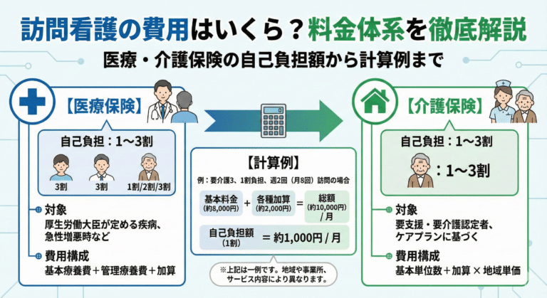 訪問看護の費用はいくら？料金体系を徹底解説｜医療・介護保険の自己負担額から計算例まで