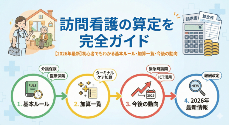 訪問看護の算定を完全ガイド｜【2026年最新】初心者でもわかる基本ルール・加算一覧・今後の動向