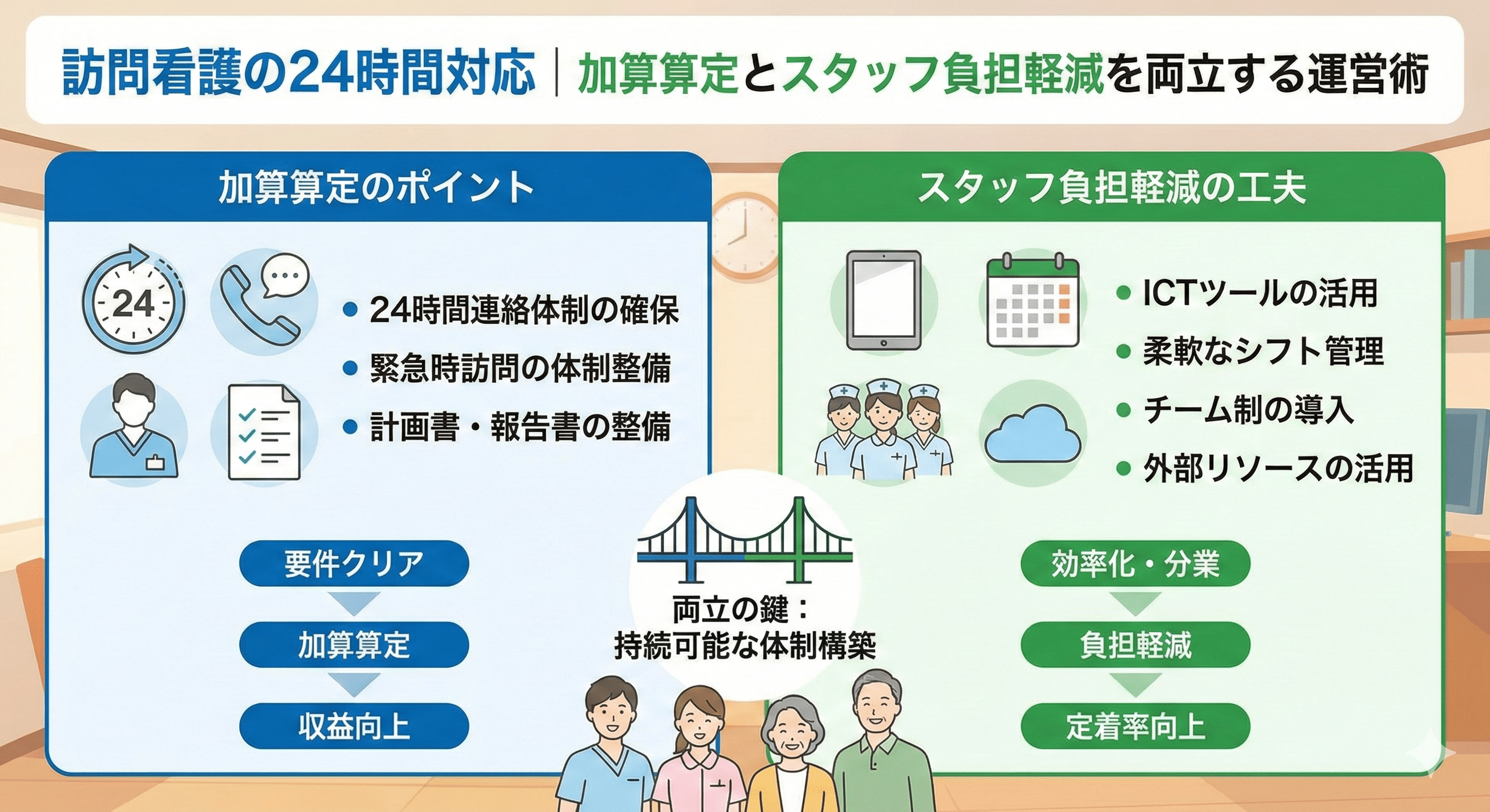 訪問看護の24時間対応｜加算算定とスタッフ負担軽減を両立する運営術