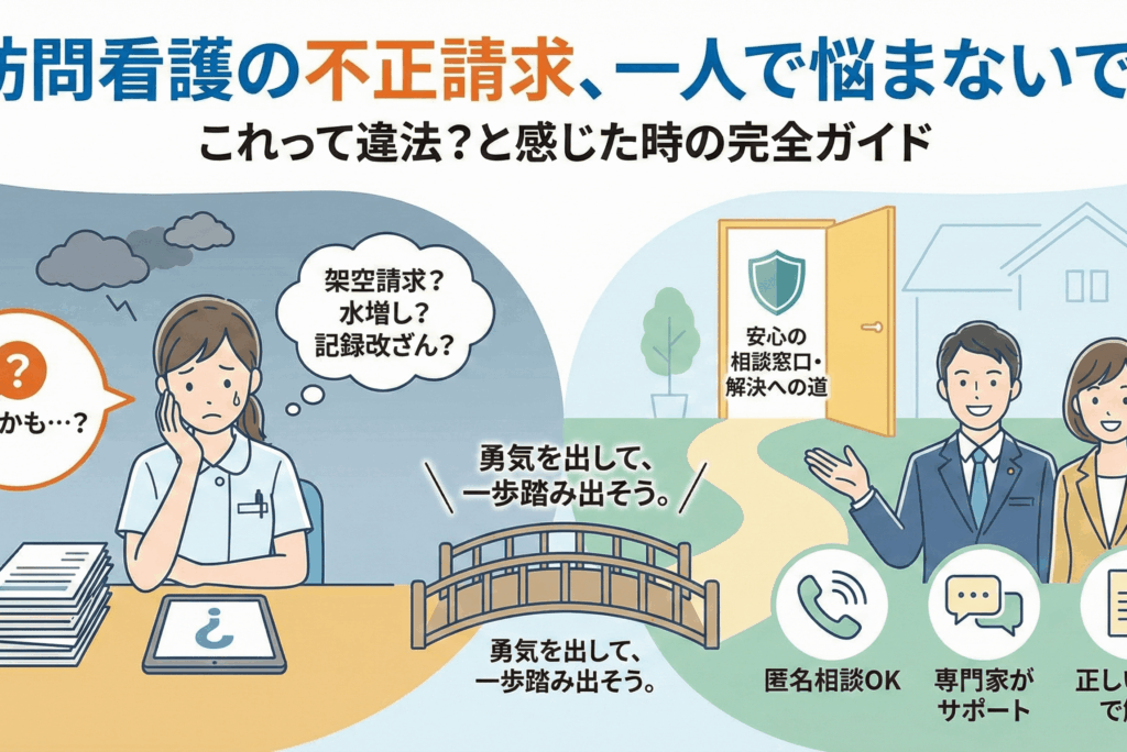 訪問看護の不正請求、一人で悩まないで。これって違法？と感じた時の完全ガイド