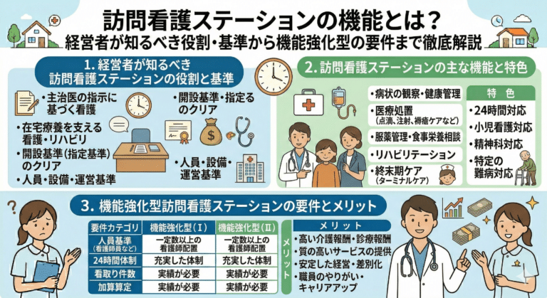 訪問看護ステーションの機能とは？経営者が知るべき役割・基準から機能強化型の要件まで徹底解説