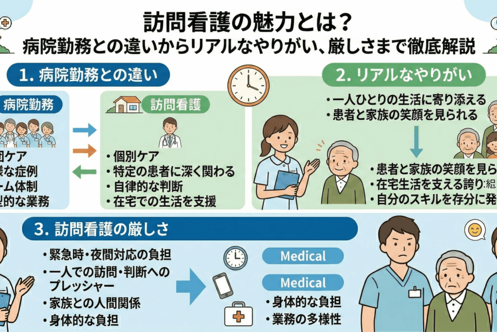 訪問看護の魅力とは？病院勤務との違いからリアルなやりがい、厳しさまで徹底解説