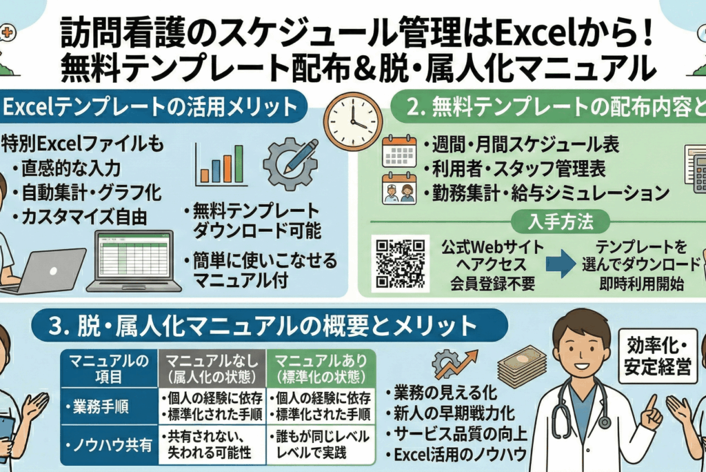 訪問看護のスケジュール管理はExcelから！無料テンプレート配布＆脱・属人化マニュアル