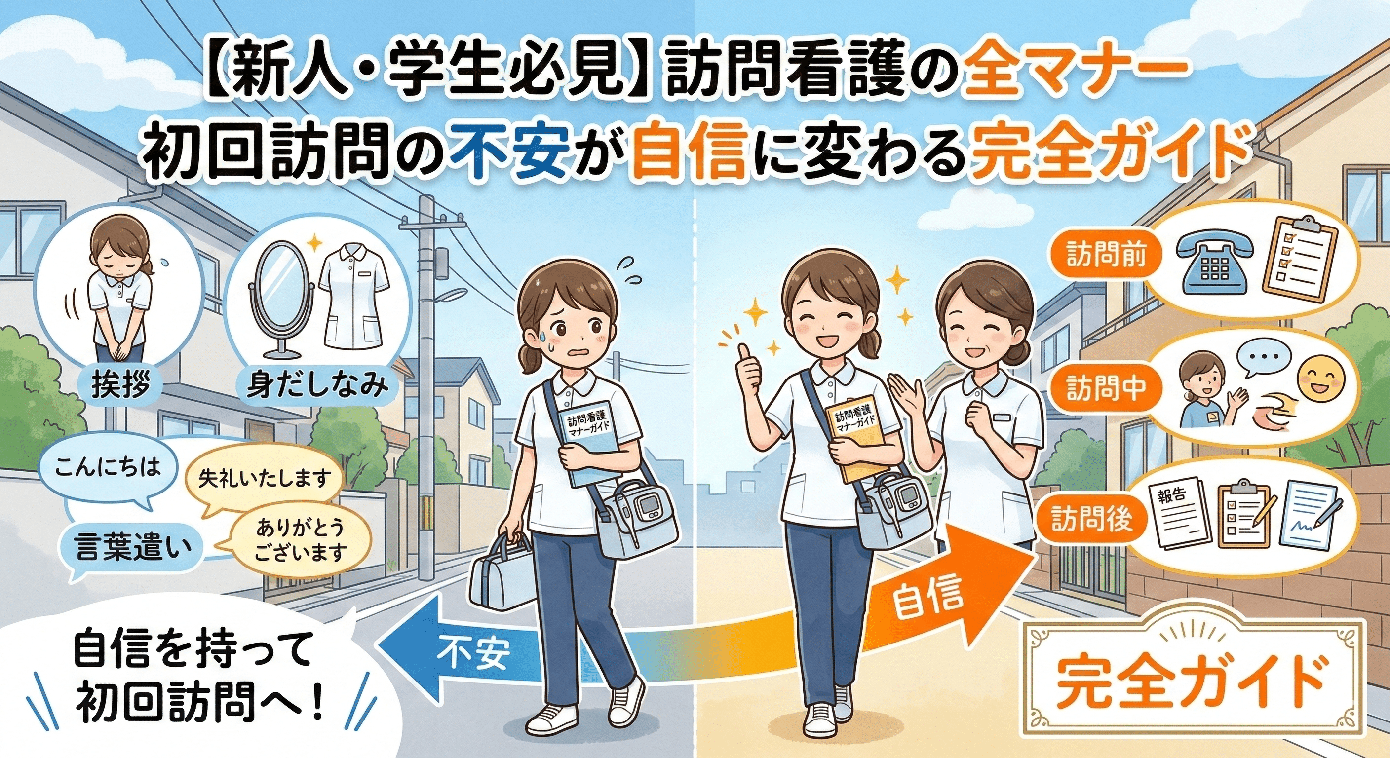 【新人・学生必見】訪問看護の全マナー｜初回訪問の不安が自信に変わる完全ガイド