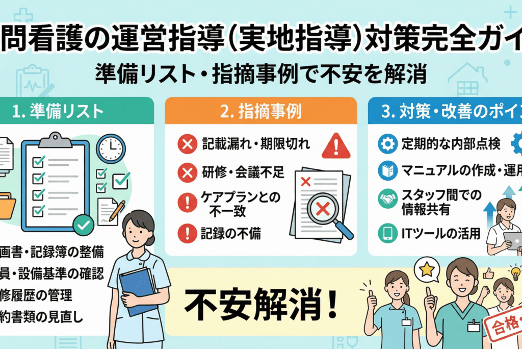 訪問看護の運営指導（実地指導）対策完全ガイド｜準備リスト・指摘事例で不安を解消