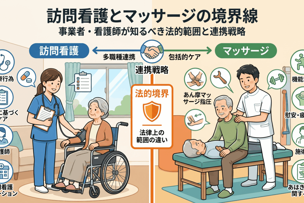 訪問看護とマッサージの境界線：事業者・看護師が知るべき法的範囲と連携戦略