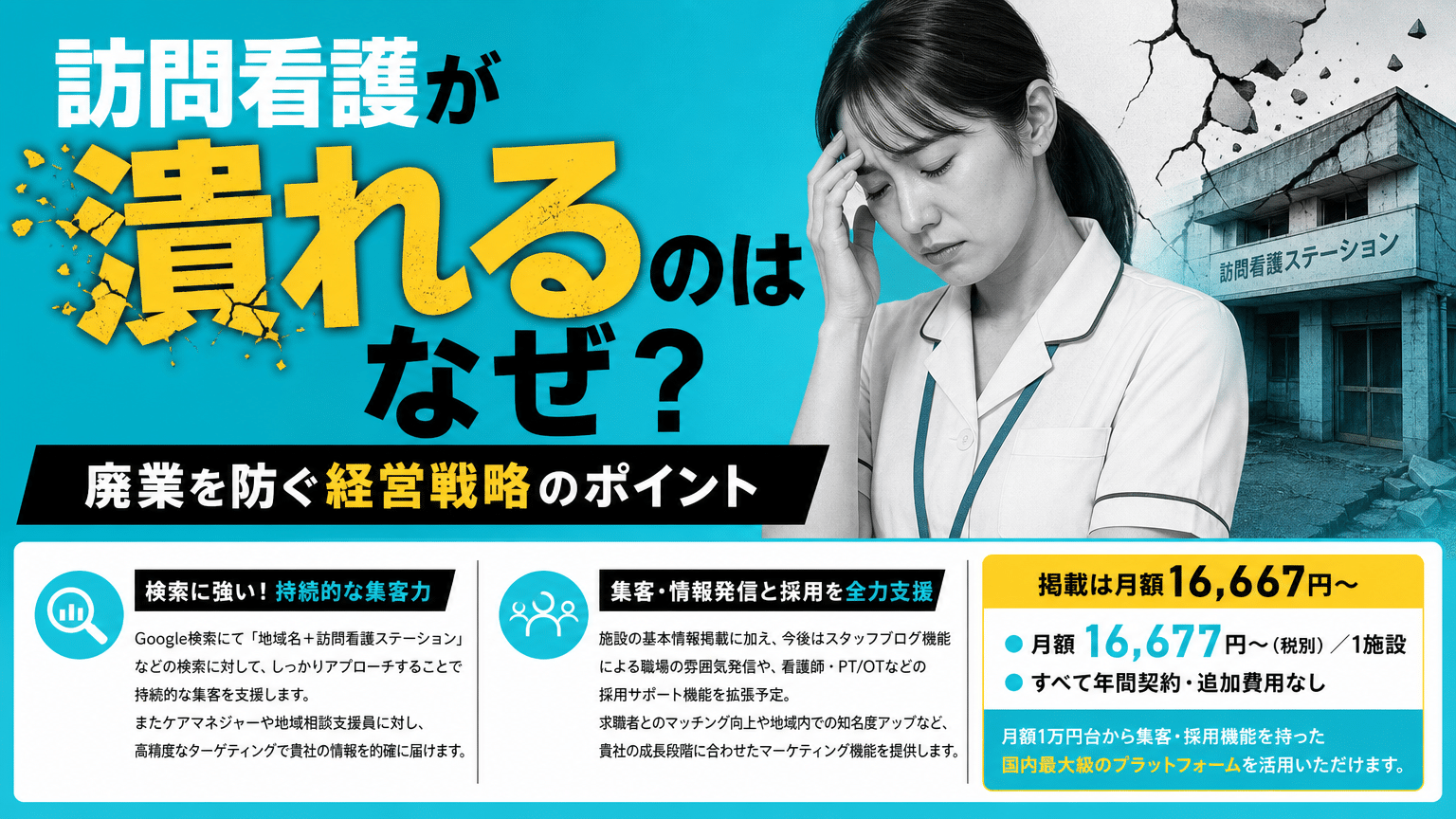 訪問看護が潰れるのはなぜ？廃業を防ぐ経営戦略のポイント